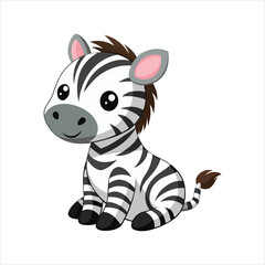 Cartoon cute baby zebra sitting vector © design master