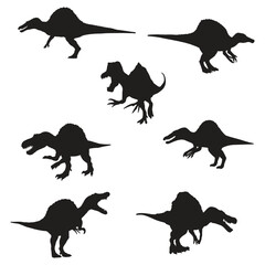 Spinosaurus Dinosaur Vector Illustration Silhouette Set