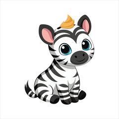 Cartoon cute baby zebra sitting vector