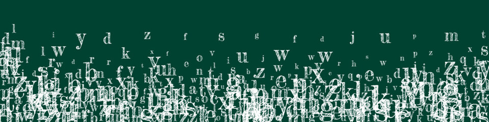 Scattered letters of latin alphabet. White chalk