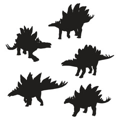 Stegosaurus Dinosaur Illustration Vector Silhouette Set