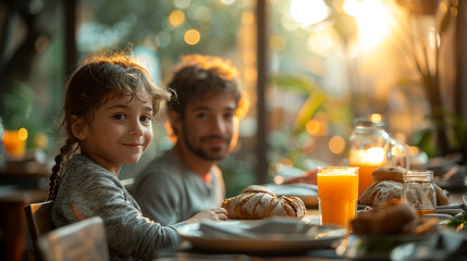 Featuring a breakfast table set with artisanal bread, fresh juices, and elegant tableware-2