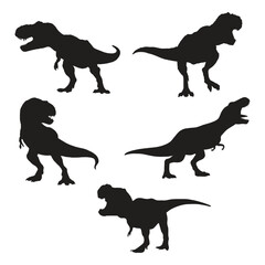 Tyrannosaurus Rex Dinosaur Illustration Vector Silhouette Set