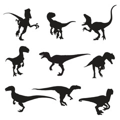 Velociraptor Dinosaur Illustration Vector Silhouette Bundle