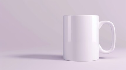 Simple white ceramic coffee mug isolated on a seamless plain backdrop, ideal for branding, logo placement, and graphic design mockups, pristine and elegant with sharp focus