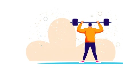 Obraz premium Man lifting weights, strong, healthy, fitness, exercise, gym