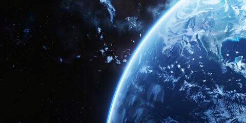 Cinematic shot of planet earth globe clouds and space background. 