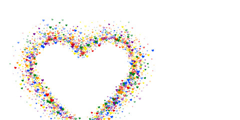 Rainbow colored scattered hearts. LGBT valentine