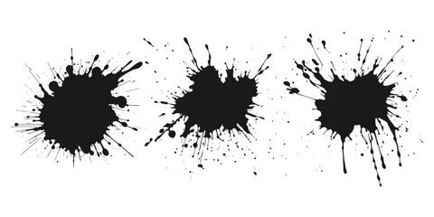 Black paint splatter. Spray paint blot element. Vector illustration drop splatter paint.