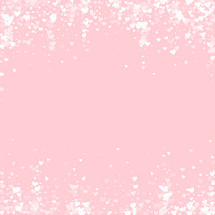 White hearts scattered on pink background.