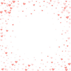 Red hearts scattered on white background.