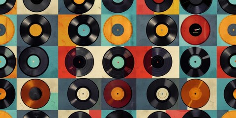 Retro vintage vinyl records background