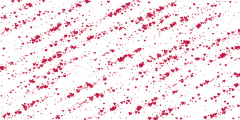 Red hearts scattered on white background.