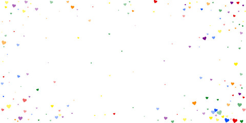 Rainbow colored scattered hearts. LGBT valentine