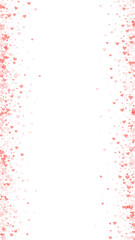 Red hearts scattered on white background.