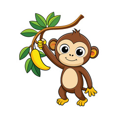 Cartoon monkey hanging vector