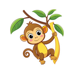 Cartoon monkey hanging vector