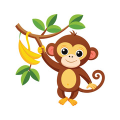 Cartoon monkey hanging vector