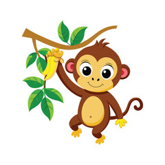 Obraz premium Cartoon monkey hanging vector