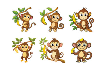 Cartoon monkey hanging vector