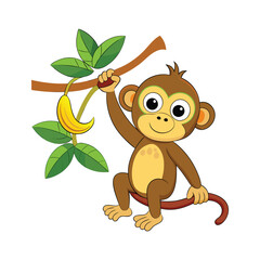 Cartoon monkey hanging vector
