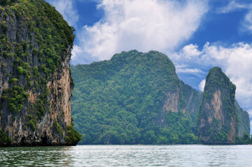 Thailand - Ao Phang-nga National Park, consists of an area of the Andaman Sea studded with numerous limestone tower karst islands