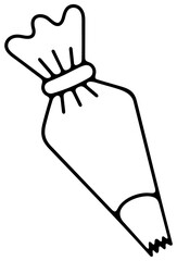Pastry bag or piping bag, pastry tools, confectioner's and confectionery. Icing bag, bake, bakery, pastry shop and cake shop, illustration