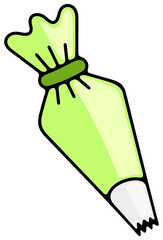 Pastry bag or piping bag, pastry tools, confectioner's and confectionery. Icing bag, bake, bakery, pastry shop and cake shop, illustration