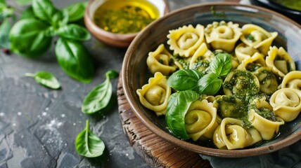 tortelloni with pesto sauce