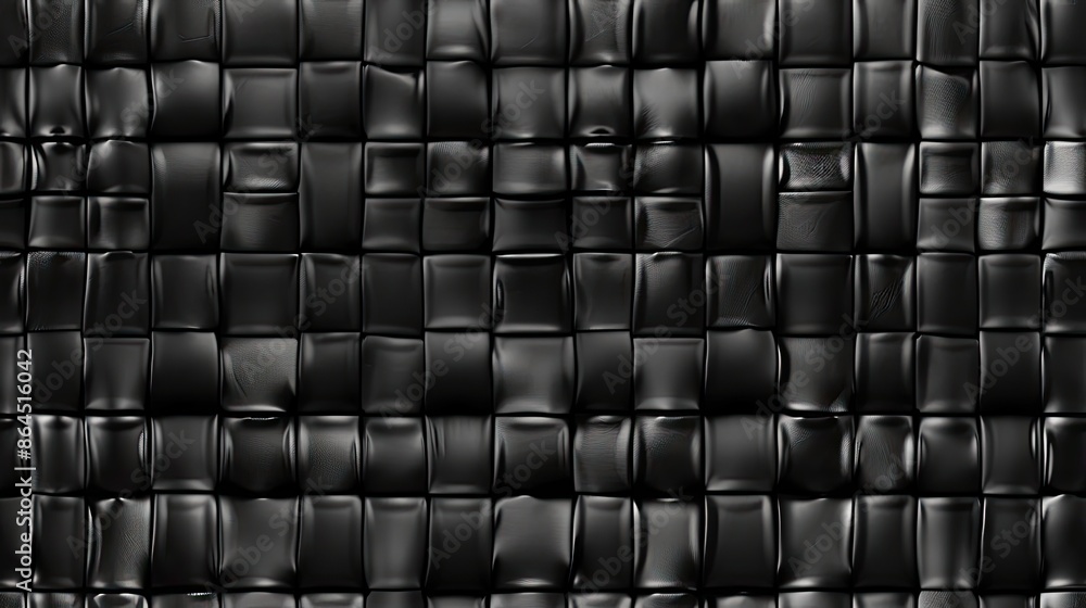 Poster a close-up shot of a black glossy square tile pattern texture background seamless pattern