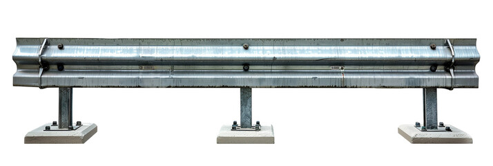 Guardrail for Road Protection Isolated on White PNG Transparent Background
