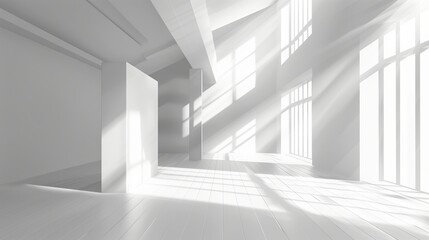Obraz premium A minimalist interior with large open spaces and clean lines, ideal for a modern home or gallery.