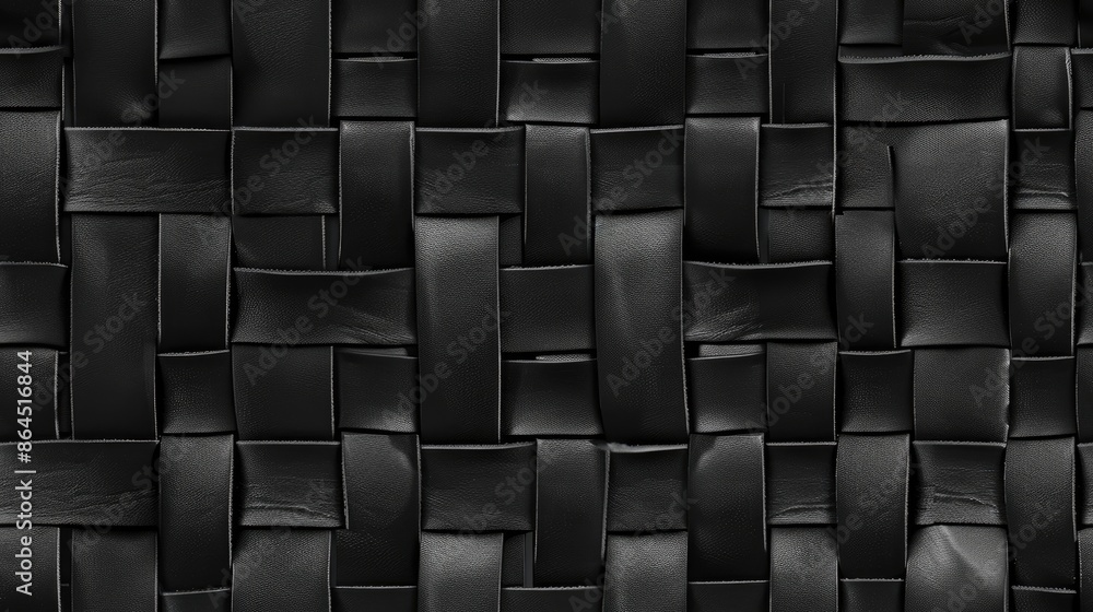 Poster a seamless texture image of black leather woven together in a square pattern seamless pattern