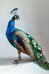 Obraz premium Peacock Standing on White Surface