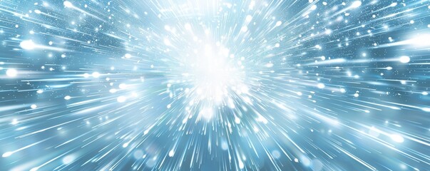 Abstract explosion of light beams on a white and blue background