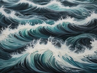 Fototapeta premium Waves of water of the river and the sea meet each other during high tide and low tide. 