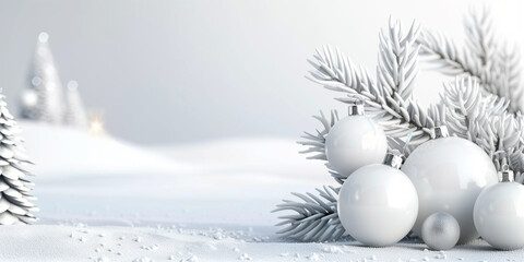 White Mockup. Christmas, new year luxury template with place for text. Social media post banner header email cover flyer invitation, greeting card. Trendy elegant modern design. Generative Ai content