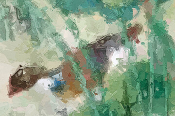 Oil paintings and various flowers, lotus leaves, lotus flowers, fish, cats, dogs, chrysanthemums, birds, roses, peonies, geometric abstract beauty