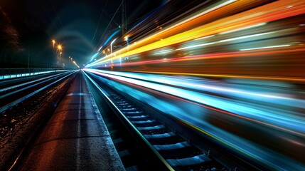 train tracks at night time