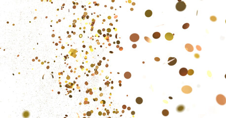 Glittering Spectacle: Captivating 3D Illustration of Glittery gold Confetti