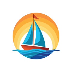 behind a sailboat vector on the horizon