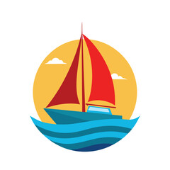 behind a sailboat vector on the horizon