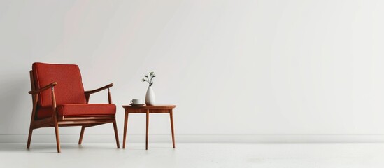 Armchair and table in a comfortable setting on a plain white background.