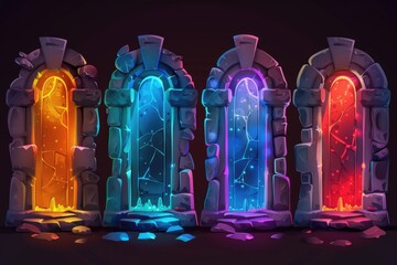 Four colorful doors