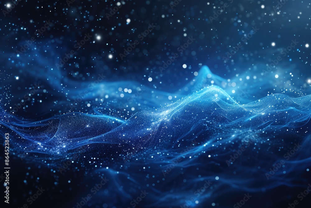 Poster a sky with many stars, backdrop with glassmorphism effect and starry constellations