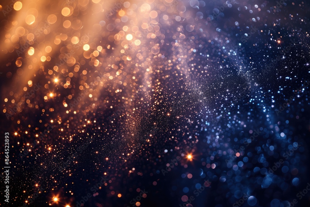 Poster a sky with many stars, backdrop with glassmorphism effect and starry constellations