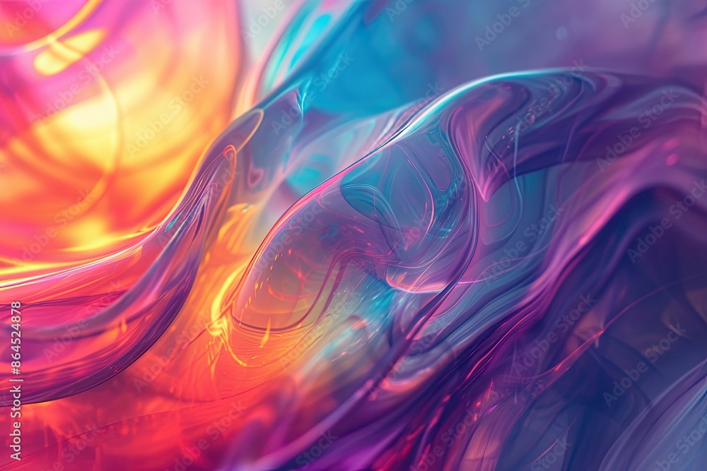 Poster a colorful abstract painting with a white frame, colorful abstract glassmorphism-inspired background