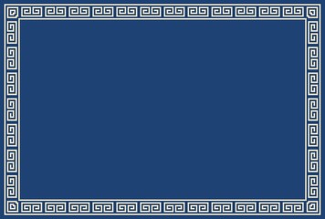 Greek ornament frame, Greek concept, Ancient Greece, Greek design a template for invitations, leaflets and greeting cards. Vector illustration. Blue background, Print