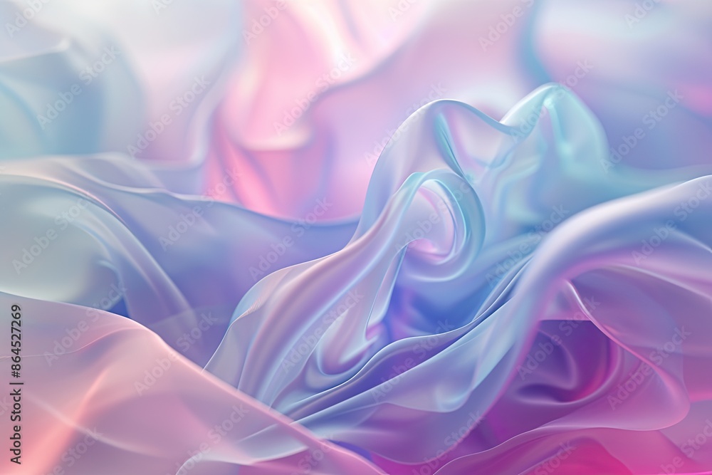 Aufkleber a blue and pink abstract background with a swirl, Glassmorphism background with pastel gradient undertones