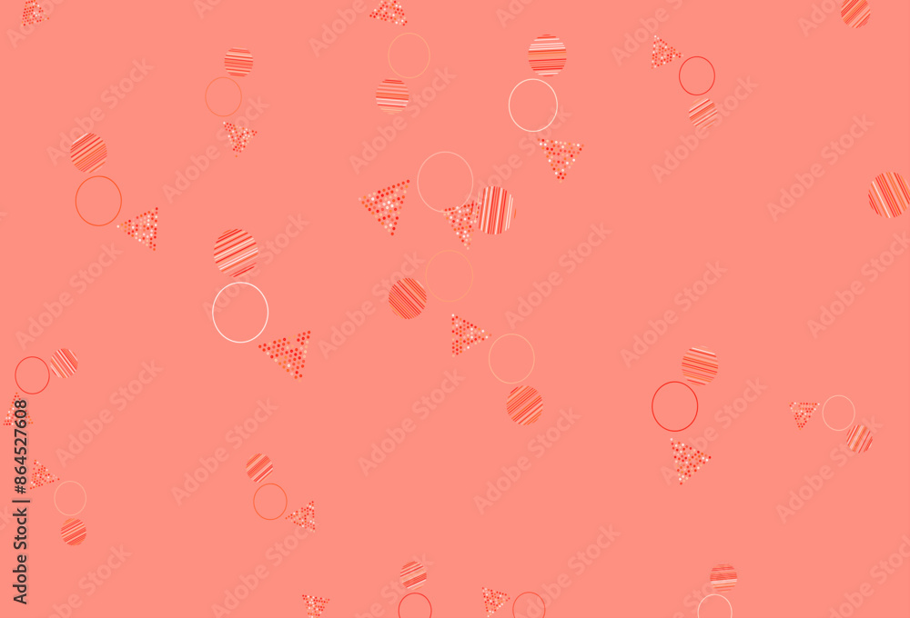 Poster light red vector background with triangles, circles.